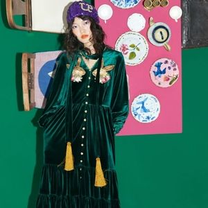 Unlogical Poem Velvet V-neck Dress - Dark Green NWT Medium